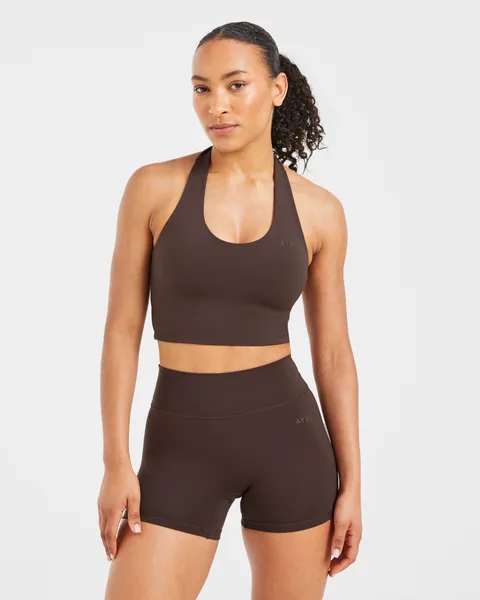 Staple Halterneck Crop Top – Coffee
