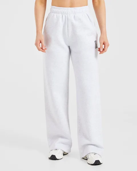 Varsity Embroidered Oversized Straight Leg Joggers Heather