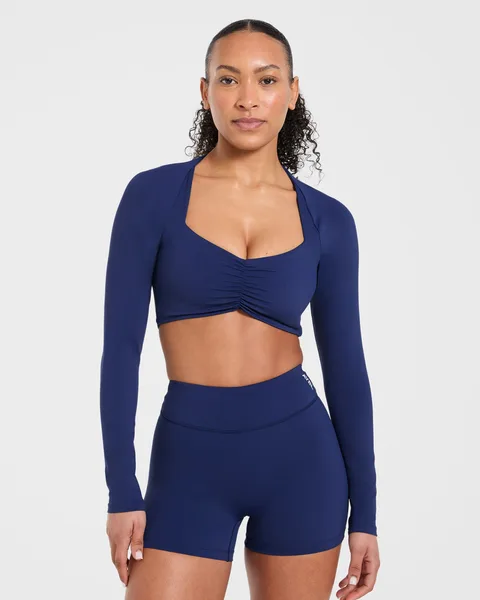 Physique Long Sleeve Crop Top Midnight