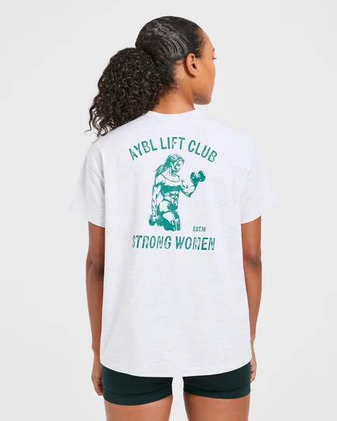 Strong Women Graphic Oversized T Shirt Marl/Groen