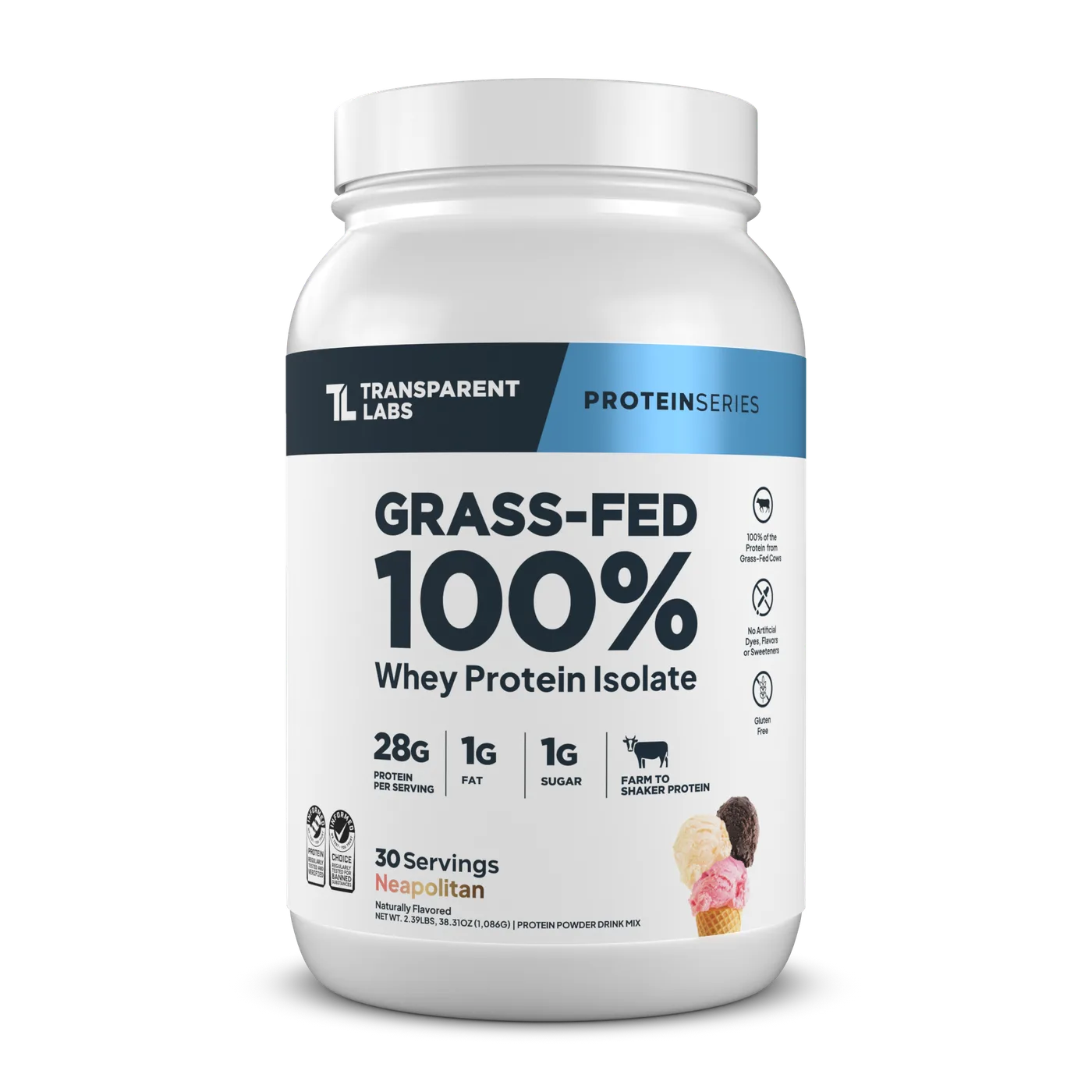 Grass-Fed Whey Protein Isolate Neapolitan