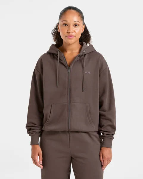 Lifestyle Oversized Zip Up Hoodie – Umber