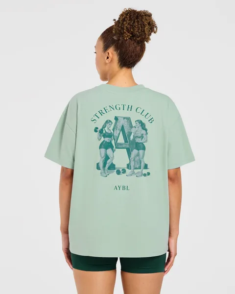 AYBL Strength Club Oversized T Shirt – Dark Sage