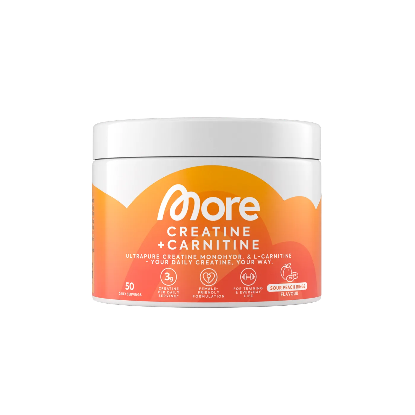 more Kreatin + Carnitine Sour Peach Rings 250g