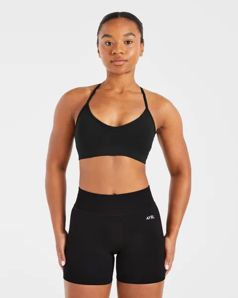 Essential V Neck Strappy Sports Bra –