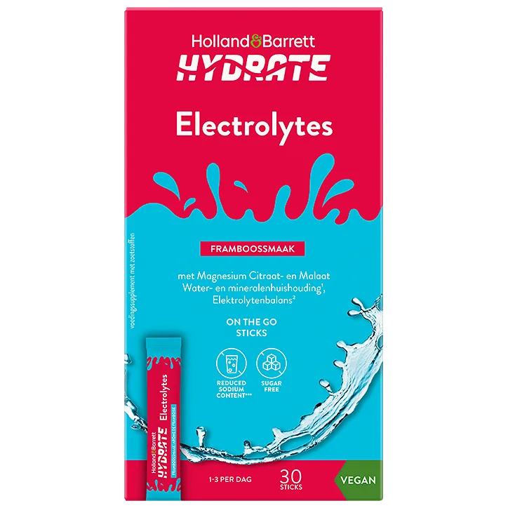 Hydrate Elektrolytenpoeder Framboossmaak – 30 sticks