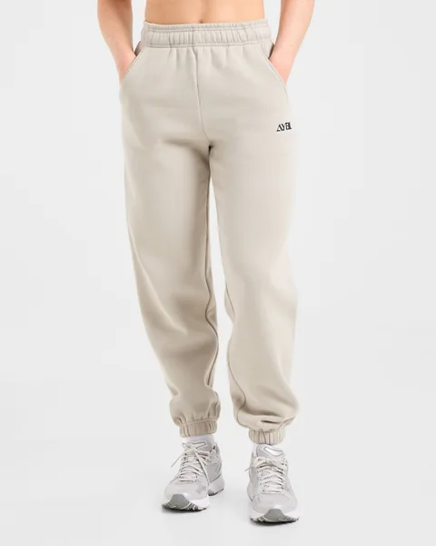 Retro Embroidered Oversized Joggers Taupe