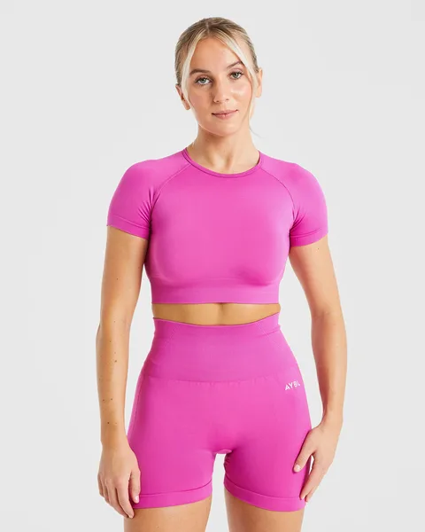 Empower Seamless Crop Top – Magenta
