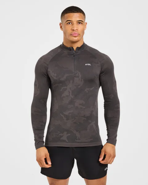 Camo Seamless 1/4 Zip Pullover Charcoal