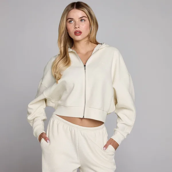 MP Dames Waffle Hoodie met Rits Ivoor L