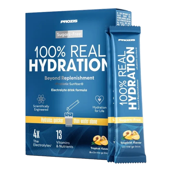 100% Real Hydration: Elektrolytenpoeder 8 sticks