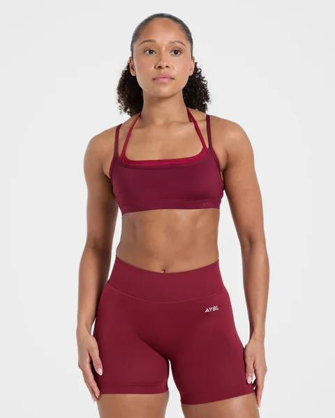 Essential Double Layer Sports Bra Burgundy