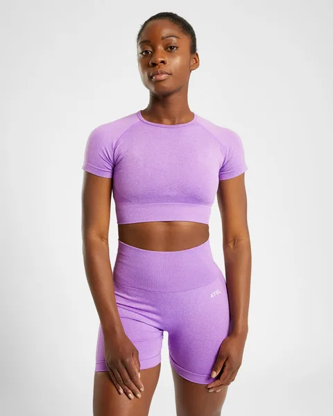 Empower Seamless Crop Top – Purple Marl