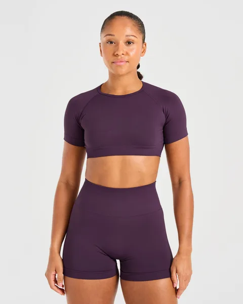 Power Seamless Crop Top – Grape Wine