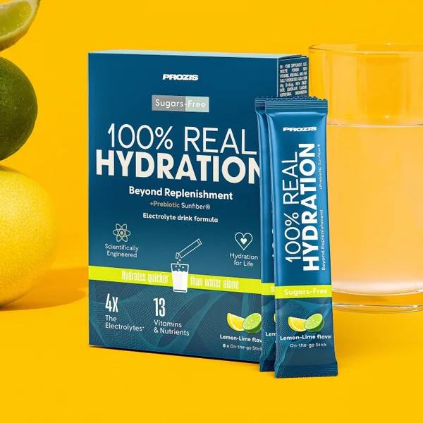100% Real Hydration: Elektrolytenpoeder 8 sticks