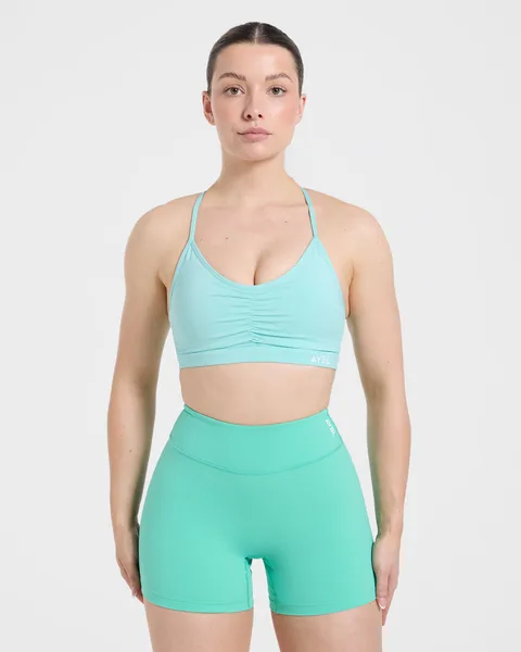 Essential Ruched Sports Bra Soft Aqua