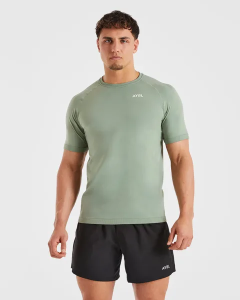 Ascend Seamless T Shirt Olive Groente
