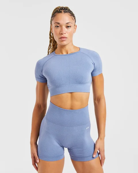 Empower Seamless Crop Top – Blue Marl