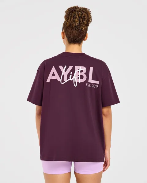 Lift Graphic Oversized T Shirt – Plum