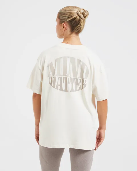 Mind Over Matter Oversized T Shirt Beige/Bruin