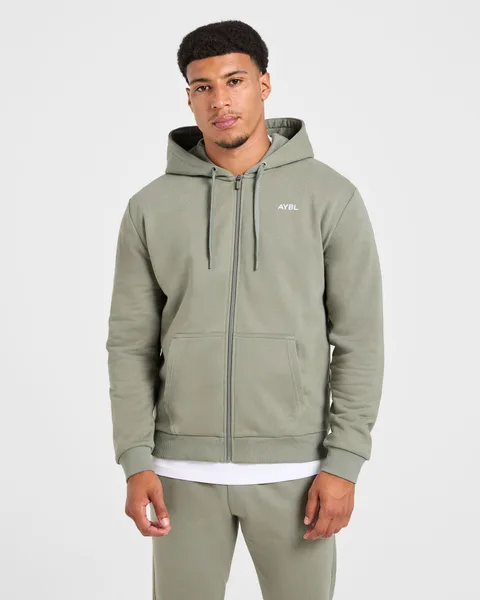 Essential Lightweight Zip Up Hoodie – Washed Sage