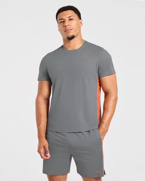 Active T Shirt – Charcoal/Orange