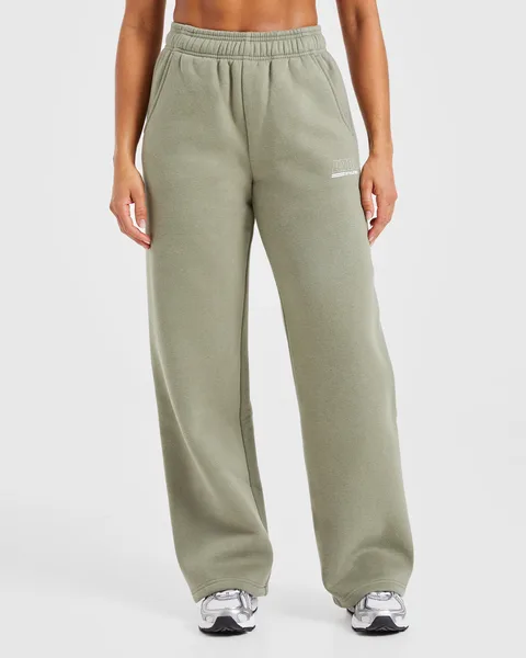 Athletics Track Oversized Straight Leg Joggers Muted Olive