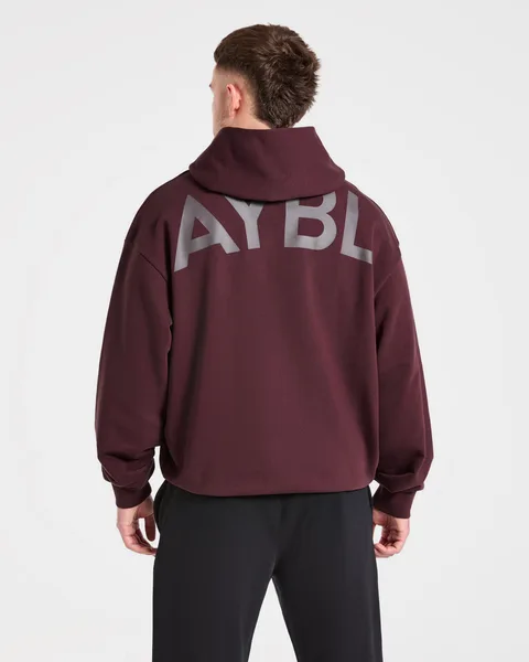 Essential Oversized Graphic Hoodie Dusty Plum