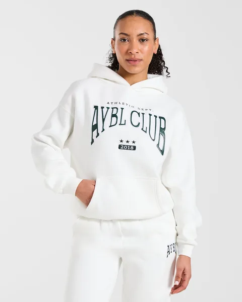 AYBL Club Oversized Hoodie – Off White/Forest