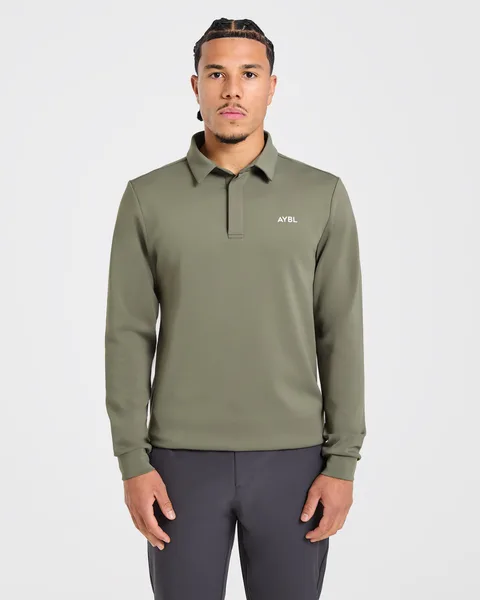 Precision Longsleeve Collared Pullover Deep Sage