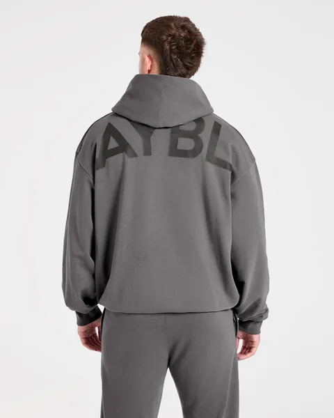 Essential Oversized Graphic Hoodie Charcoal