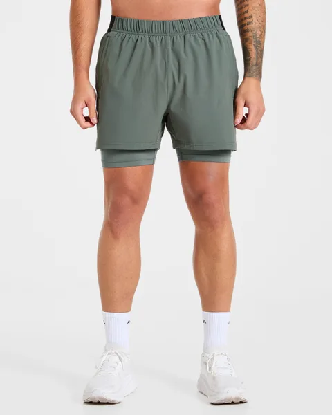 Signature 2 in 1 Shorts Deep Olive
