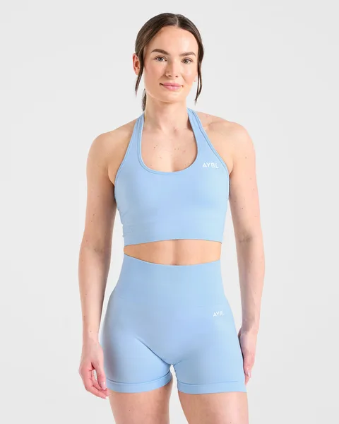 Empower Seamless Halterneck Crop Top – Sky