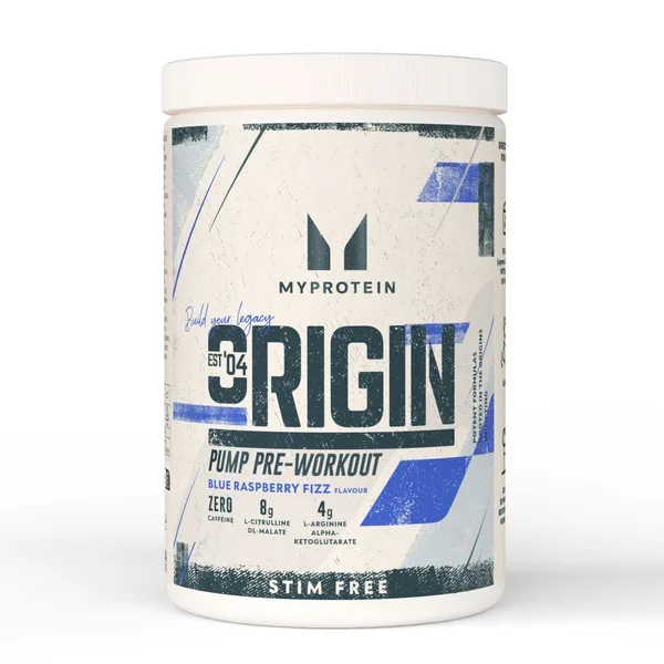 MyProtein Origin Stim-Free Pre-Workout Blue Raspberry Fizz 600g