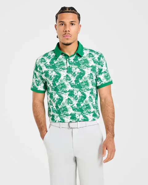 Precision Splatter Polo Rye Groen/Crème