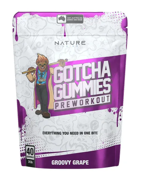 Gotcha Pre-Workout Gummies Groovy Grape 40 Serves