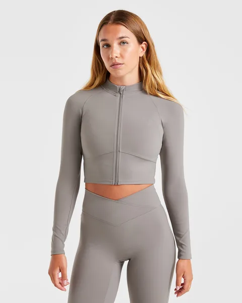 Sculpt Wrap Zip Up Jacket Smoke