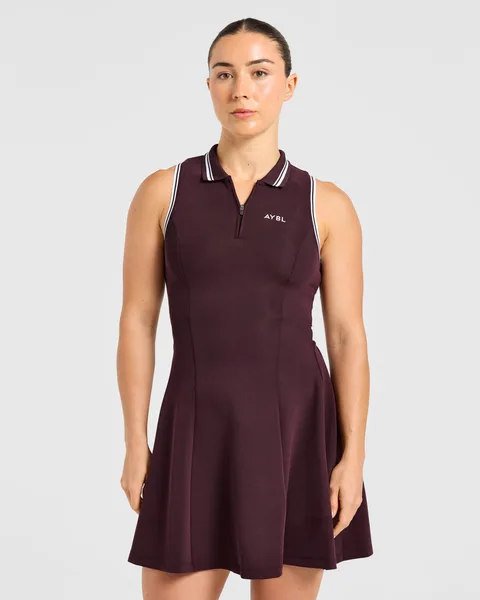 Classic Pleated Dress – Burgundy