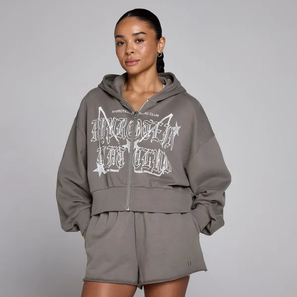 MP Dames Lift Grafische Lifestyle Hoodie met Rits Dark Truffle L