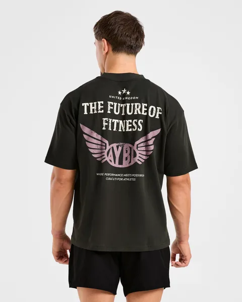 Future Fitness Oversized T Shirt Charcoal/Mauve