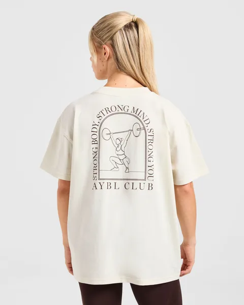 Body, Mind, You Oversized T Shirt Beige/Bruin