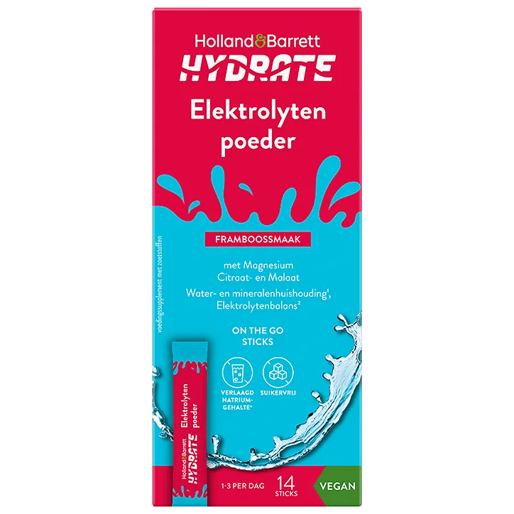 Hydrate Elektrolytenpoeder Framboossmaak 14 sticks
