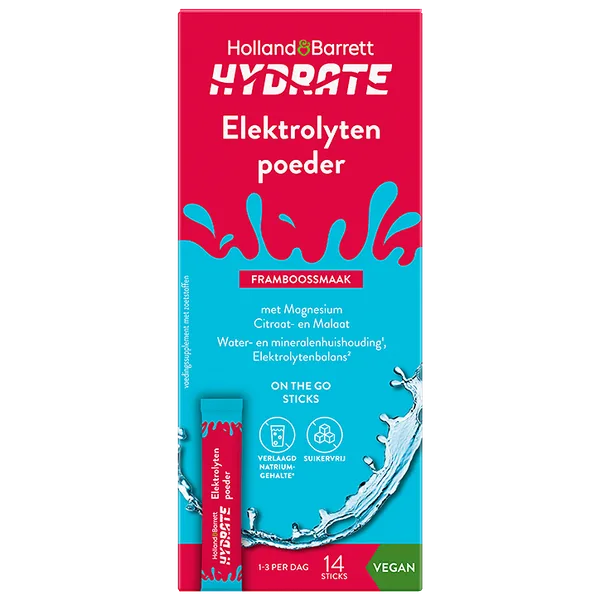 Hydrate Elektrolytenpoeder Framboossmaak 14 sticks