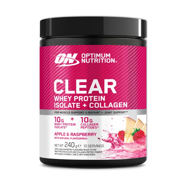 Clear Whey Protein Isolate + Collagen – Apple & Raspberry 240g