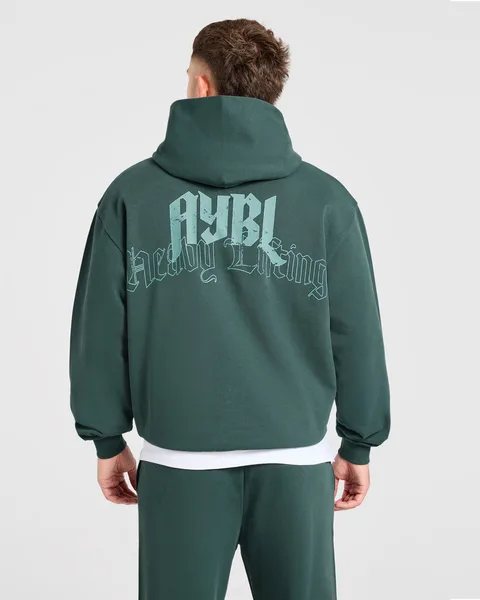 Heavy Lifting Gothic Oversized Hoodie Midnight Teal