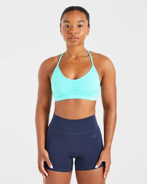 Essential Ruched Sports Bra Aqua