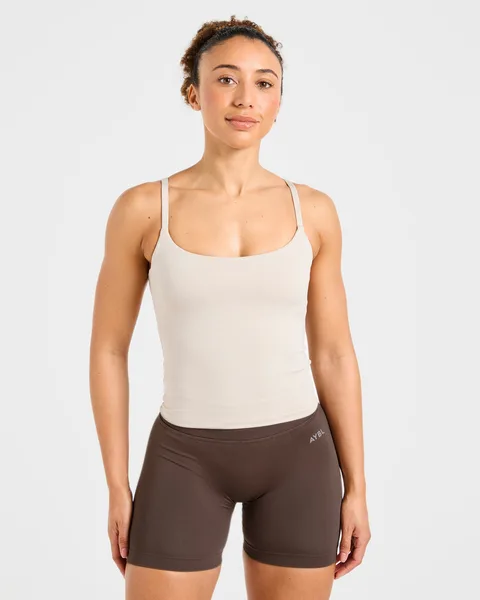 Essential Strappy Tank Top Taupe