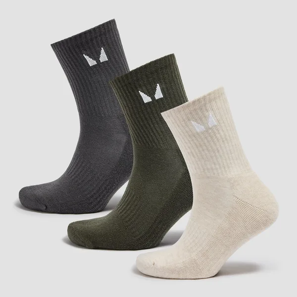 MP Unisex Crew Sokken Woestijnzand/Bosgroen/Nachtgrijs UK 2-5
