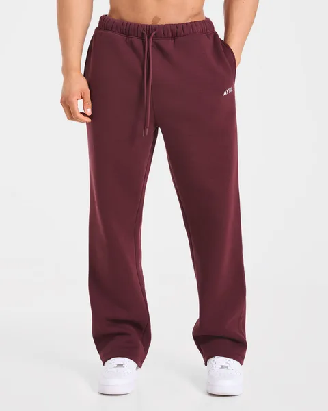 Essential Oversized Straight Leg Joggers – Burgundy