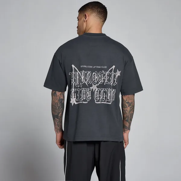 MP Men's Lift Graphic Washed Oversized Cotton T-Shirt Donkergrijs L